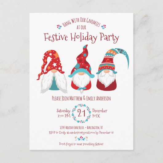 かわいい格言モダンクリスマスホリデーパーティーフェスティバル インビテーションポストカード (正面)