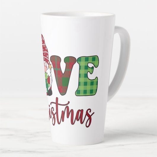 かわいい格言ラブクリスマスバッファロープレイド カフェラテマグ (右アングル)