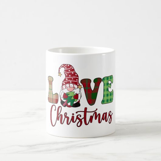 かわいい格言ラブクリスマスバッファロープレイド コーヒーマグカップ (中央)
