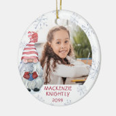 かわいい格言冬スノーフレーク2枚パーソナライズされた写真 セラミックオーナメント (左)