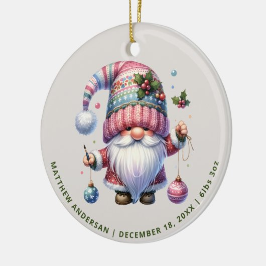 かわいい格言初めてのクリスマス新生児写真 セラミックオーナメント (左)