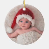 かわいい格言初めてのクリスマス新生児写真 セラミックオーナメント (裏面)