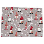 かわいい格言北欧ウィンターグレーピンクレッド ラージペーパーバッグ (裏面)