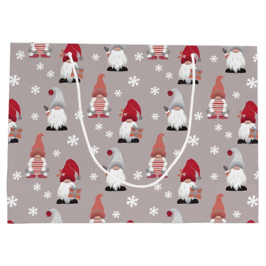 かわいい格言北欧ウィンターグレーピンクレッド ラージペーパーバッグ (裏面)