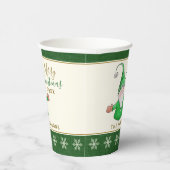 かわいい格言名前をカスタムするグリーンクリスマス 紙コップ (右)