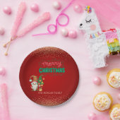 かわいい格言松の木紙吹雪赤メリークリスマス ペーパープレート (パーティー)