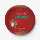 かわいい格言松の木紙吹雪赤メリークリスマス ペーパープレート (正面)