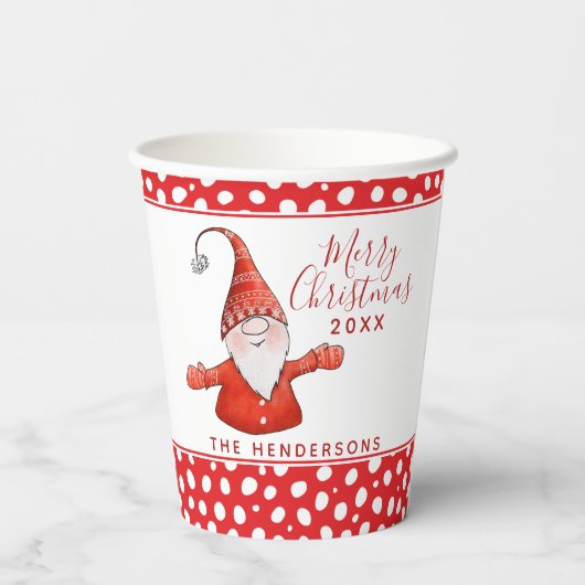 かわいい格言水玉模様ホワイトレッドメリークリスマス 紙コップ (裏面)