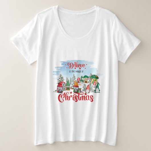 かわいい格言祝のクリスマスホリデー プラスサイズTシャツ (デザイン正面)