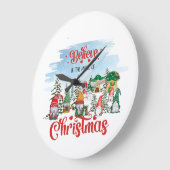 かわいい格言祝のクリスマスホリデー ラージ壁時計 (傾斜)