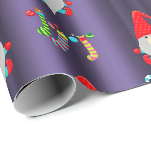 かわいい格言紫クリスマス ラッピングペーパー (ロールコーナー)