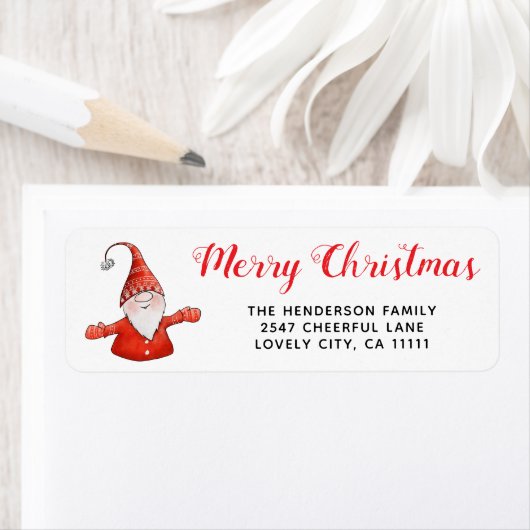 かわいい格言赤と白のクリスマスの住所 ラベル (インサイチュ)