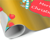 かわいい格言金ゴールドクリスマス ラッピングペーパー (ロールコーナー)