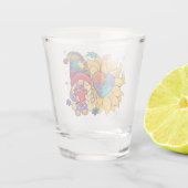 かわいい格言、ひまわり&ハート自閉症意識 ショットグラス (裏面)