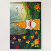 かわいい格言、カボチャ&紅葉感謝祭 ジグソーパズル (縦)