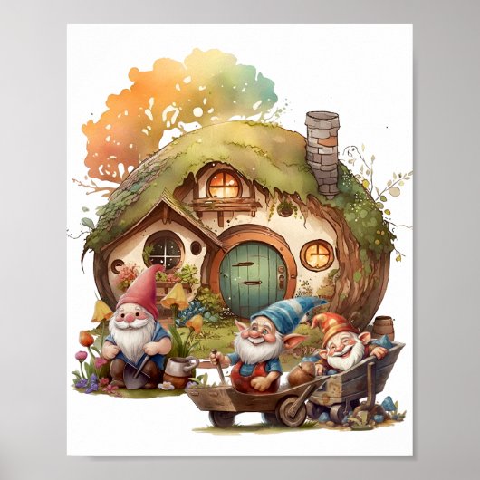 かわいい格言、キノコ、ハッピーハウス ポスター (正面)