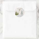 かわいい格言，松の木，雪 ラウンドシール (バッグ)