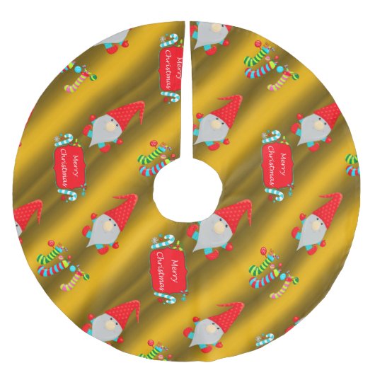 かわいい格言、金ゴールドクリスマス ブラッシュドポリエステルツリースカート (正面)