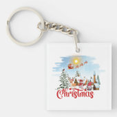 かわいい格言、雪だるま祝のクリスマスホリデー キーホルダー (正面)