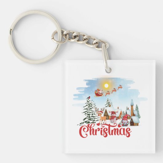 かわいい格言、雪だるま祝のクリスマスホリデー キーホルダー (正面)