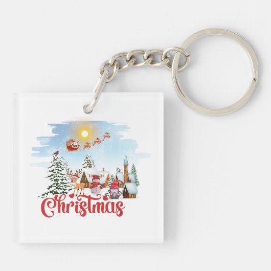 かわいい格言、雪だるま祝のクリスマスホリデー キーホルダー (裏面)