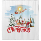 かわいい格言、雪だるま祝のクリスマスホリデー シャワーカーテン (正面)