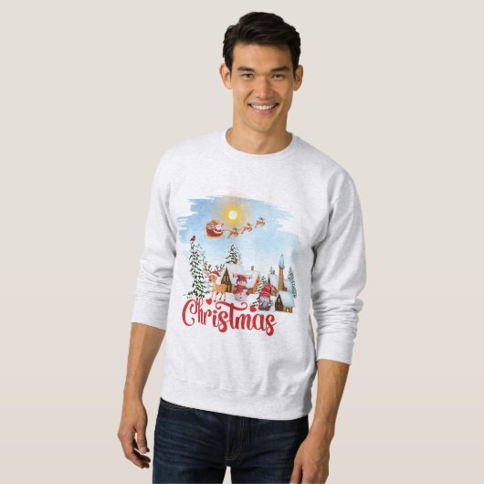 かわいい格言、雪だるま祝のクリスマスホリデー スウェットシャツ (正面フル)