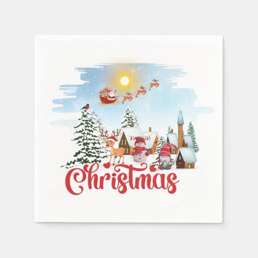 かわいい格言、雪だるま祝のクリスマスホリデー スタンダードカクテルナプキン (正面)