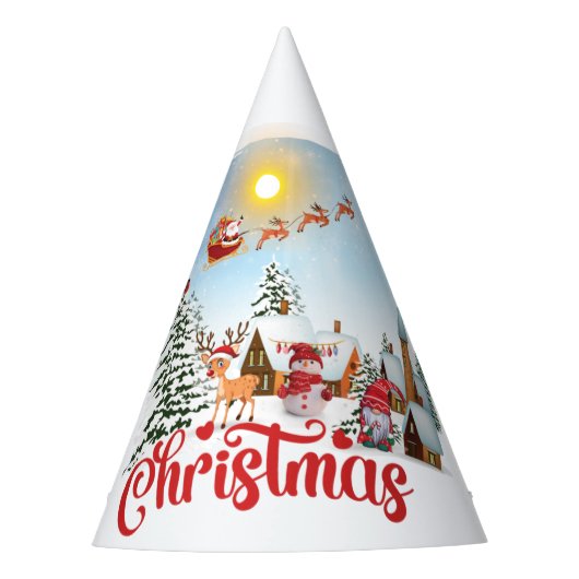 かわいい格言、雪だるま祝のクリスマスホリデー パーティーハット (正面)