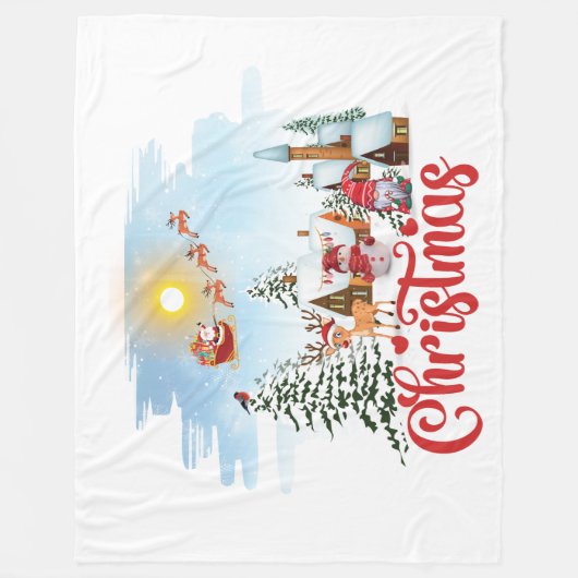 かわいい格言、雪だるま祝のクリスマスホリデー フリースブランケット (正面)