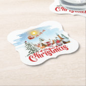 かわいい格言、雪だるま祝のクリスマスホリデー ペーパーコースター (アングル)