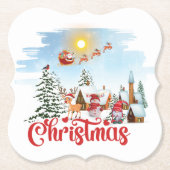 かわいい格言、雪だるま祝のクリスマスホリデー ペーパーコースター (正面)
