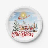 かわいい格言、雪だるま祝のクリスマスホリデー ペーパープレート (正面)