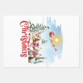 かわいい格言、雪だるま祝のクリスマスホリデー ラッピングペーパーシート (正面)