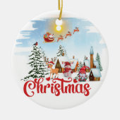 かわいい格言、雪だるま祝ズクリスマス セラミックオーナメント (正面)