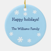 かわいい格言for the Holidaysブルー金ゴールド セラミックオーナメント (裏面)