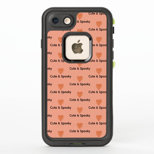 かわいい桃とオレンジの繰り返しハートパターン型 LifeProof iPhoneケース (裏面)