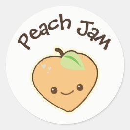 かわいい桃のジャム瓶ラベル ラウンドシール