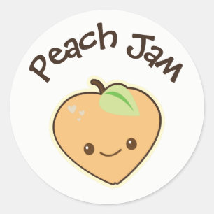 かわいい桃のジャム瓶ラベル ラウンドシール
