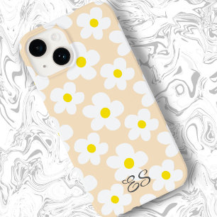 かわいい桃のレトロデイジーオンガーリーフローラ Case-Mate iPhone 14ケース