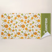 かわいい桃の果実 ビーチタオル (正面)