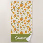 かわいい桃の果実 ビーチタオル (正面)