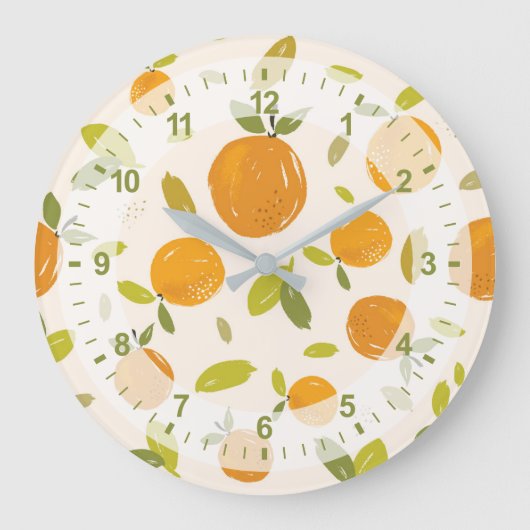 かわいい桃の果実 ラージ壁時計 (正面)