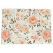 かわいい桃の花のブライズシャワー ラージペーパーバッグ (正面)