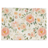 かわいい桃の花のブライズシャワー ラージペーパーバッグ (裏面)