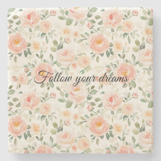 かわいい桃の花 ストーンコースター (正面)