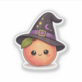 かわいい桃の魔女ハロウィンステッカー シール (正面)