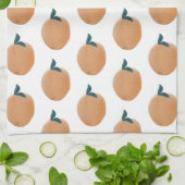 かわいい桃オレンジ色の果実手描き キッチンタオル (折り畳み)