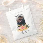 かわいい桃フローラアーチ写真フローラ結婚披露宴 フェイバーバッグ (クリップ留めされた状態)