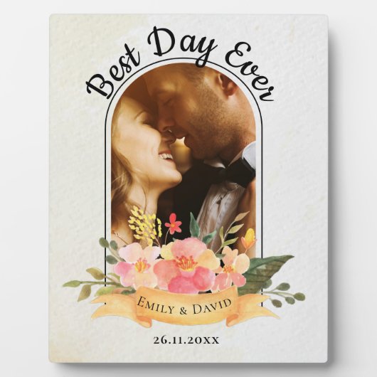 かわいい桃フローラフォトア最高のルチーデイエバ結婚ーズ フォトプラーク (正面)